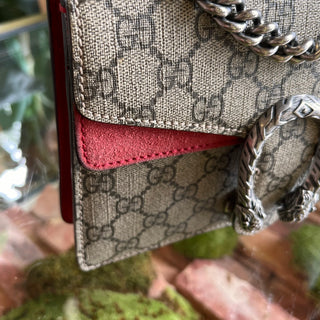 GUCCI Dionysus Mini Red GG Web Canvas Suede Crossbody Bag