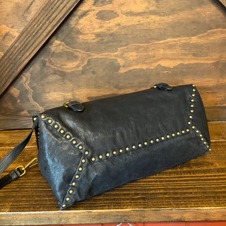 PRADA Aviator Studded Nappa Leather Top Handle Satchel Bag