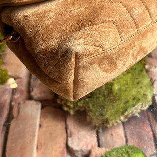 SAINT LAURENT Loulou Toy Beige Suede Shoulder Bag