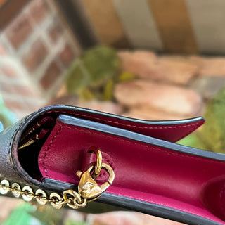 LOUIS VUITTON Flore Wallet Fuchsia Monogram Chain Crossbody