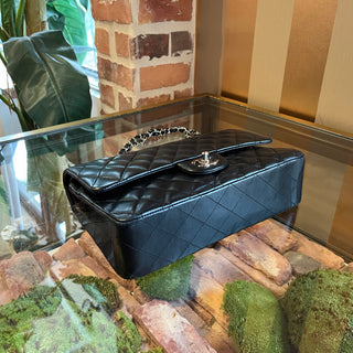 CHANEL Double Flap Classic Medium Black Lambskin Leather Shoulder Bag