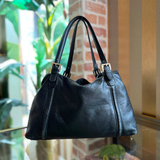GUCCI Britt Medium Black Leather Tote Bag