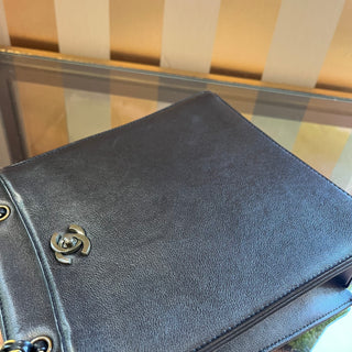 CHANEL Black Vintage Chain Leather Tote Bag