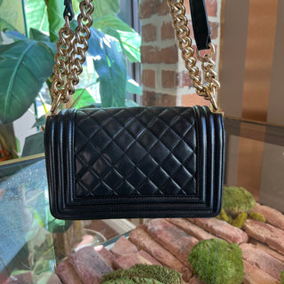 CHANEL Boy Bag Small Black Lambskin Shoulder Bag