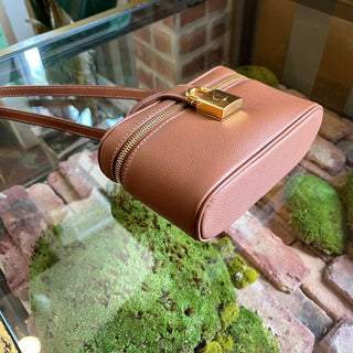 LOUIS VUITTON Low Key Vanity Pouch Cognac Calfskin Leather Top Handle Bag