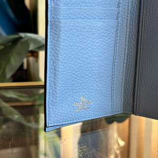 VALENTINO Rockstud Light Blue Grained Leather Wallet