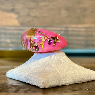 LOUIS VUITTON Rose Pop Resin Swarovski Inclusion Ring 6.5