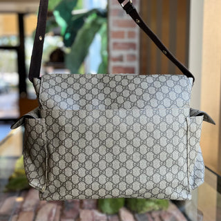 GUCCI Beige Ebony GG Supreme Canvas Diaper Bag