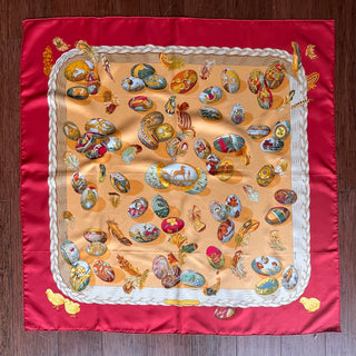 HERMES 1994 Couvée D' Caty Latham Silk Scarf