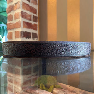 GUCCI GG Brown Calfskin Tooled Leather Belt SZ 90/36