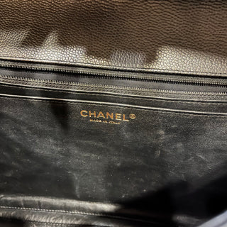 CHANEL Maxi Single Flap Black Caviar Leather Shoulder Bag
