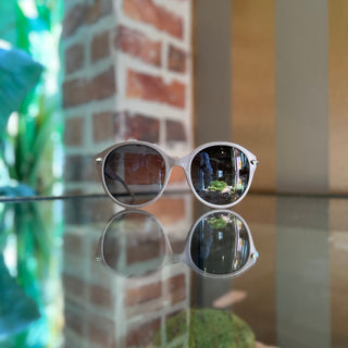 JIMMY CHOO MORE/S NPIEU Studded Beige Acetate Round Eye Sunglasses