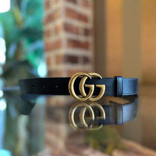 GUCCI Black Leather Marmont Belt SZ 90/36