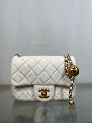 CHANEL White Quilted Mini Pearl Crush Flap Crossbody