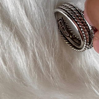 DAVID YURMAN Crossover Band 925 Sterling Silver Diamond Ring SZ7.5