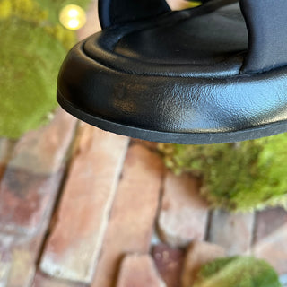 CHANEL Criss Cross Black Neoprene Puffy Slip On Sandals SZ41(41US)