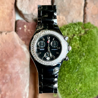 MICHELE Tahitian Stainless Steel Ceramic Black Watch