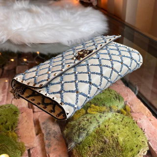 VALENTINO Rockstud Spike Denim Nappa Leather Wallet on Chain Crossbody Bag