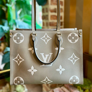 LOUIS VUITTON Onthego MM Dove/ Cream Empriente Tote