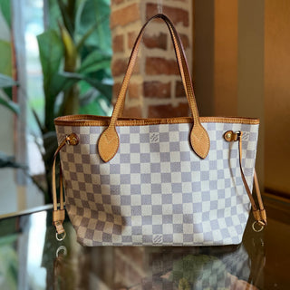 LOUIS VUITTON Neverfull PM Damier Azur Canvas Tote Bag
