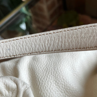 PRADA White Daino Leather Two-Way Hobo Bag