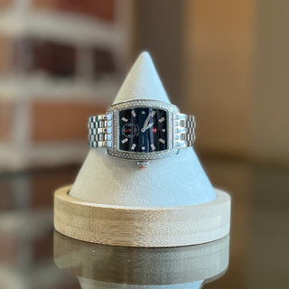 MICHELE Black Silver/Diamonds Stainless Steel Watch