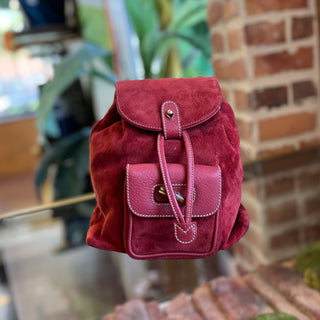 GUCCI Vintage Red Suede Bamboo Backpack Bag