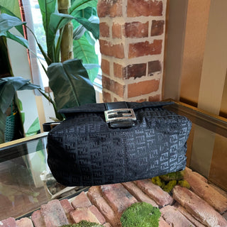 FENDI Mama Baguette Black FF Zucca Canvas Shoulder Bag