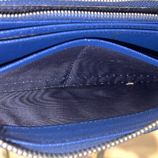 PRADA Blue Saffiano Long Zip Wallet
