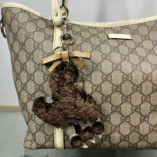 GUCCI GG Supreme Web White Joy Tote w/ Lulu French Poodle Charm