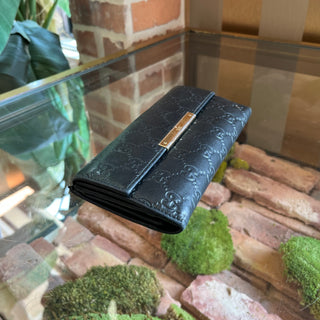 GUCCI GG Signature Black Leather Continental Wallet