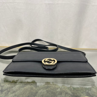 GUCCI Interlocking GG Icon Black Wallet on Chain TS3794