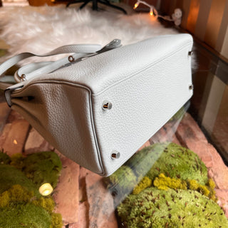 HERMES Kelly 28 Bleu Lin Clemence Retourne Top Handle Bag