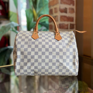 LOUIS VUITTON Speedy 30 Damier Azur Canvas Satchel