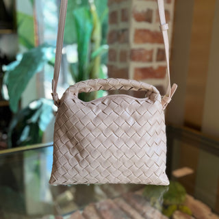 BOTTEGA VENETA Mini Hop Lotus Intrecciato Woven Nappa Leather Hobo Bag