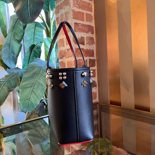 CHRISTIAN LOUBOUTIN Cabatta Small Spikes East West Black Leather Tote