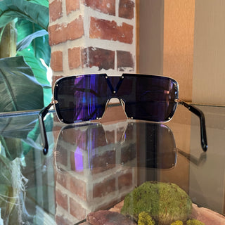 VALENTINO V-Romask Black/Gold Metal Visor Sunglasses