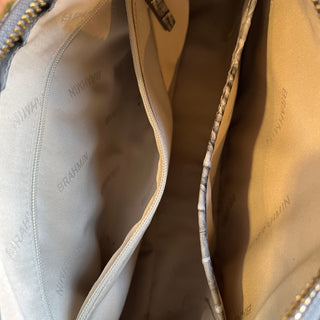 BRAHMIN Esme Silver Croc Embossed Leather Shoulder Bag