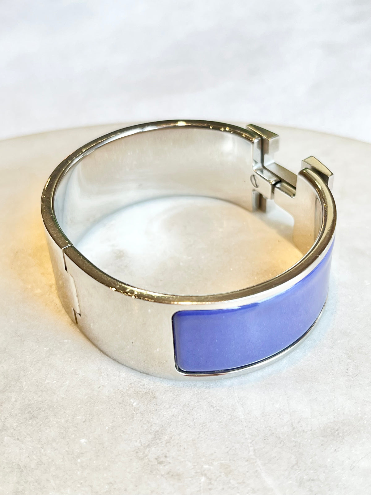 Hermes H Clic Clac Wide Purple Enamel Bracelet