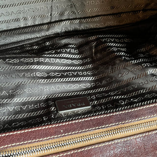 PRADA Buckle Striped Brown Shoulder Bag