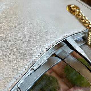 GUCCI Horsebit 1955 Medium White Leather Tote Bag