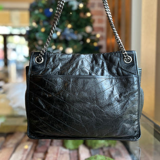 SAINT LAURENT Niki Medium Crackled Calfskin Shoulder Bag