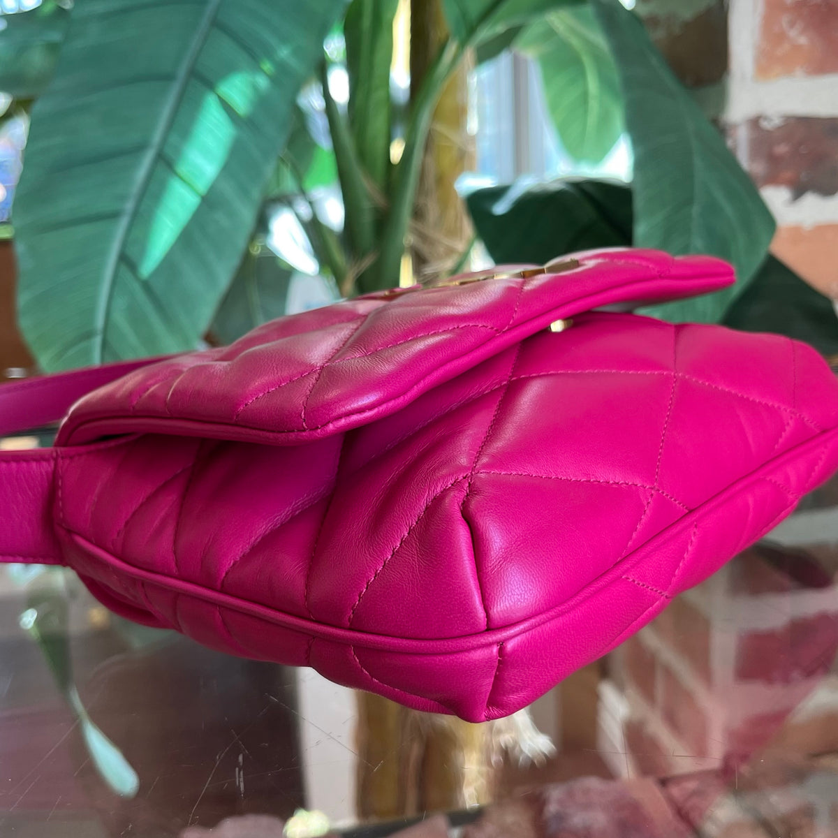 Saint Laurent Bubblegum Pink Carré-quilted Lambskin Le 57 Shoulder Bag