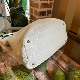 PRADA White Daino Leather Hobo Bag