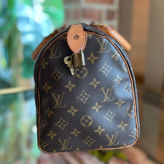 LOUIS VUITTON Speedy 30 Brown Monogram Canvas Satchel Bag