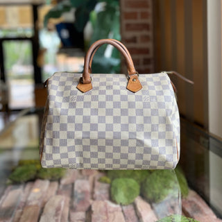 LOUIS VUITTON Speedy 30 Damier Azur Canvas Satchel
