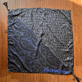 LOUIS VUITTON Stephen Sprouse Blue Tassel Scarf