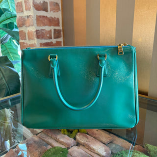 PRADA Green Patent Saffiano Lux Tote