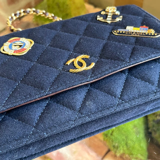 CHANEL Paris-Hamburg Charms Classic Quilted Wool Wallet on Chain
