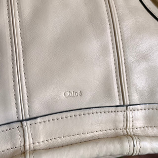 CHLOE Paraty Medium White Leather Top Handle Bag